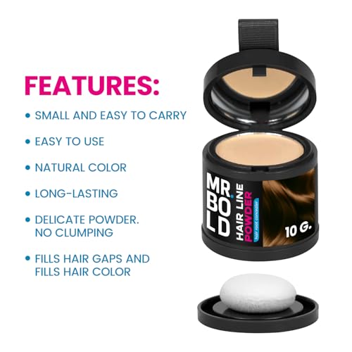 Mr Bold Hairline Powder - Medium Blonde 0.14oz Hair Root Touch Up for Gray & Thin Hair