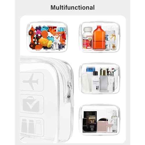 TSA Approved Toiletry Bag - Clear Makeup Bag Waterproof Quart Size Bag, Travel Makeup Cosmetic Bag for Women Travel Car Car Accessories Essentials for Men and Women (3 Pack-Clear)