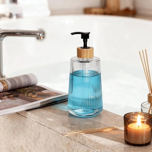 Glass Soap Dispenser 12oz with Bamboo Pump
