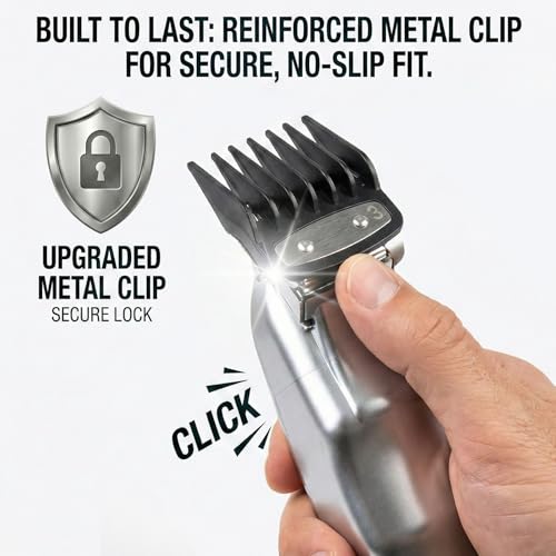 3-Piece Metal Clip Clipper Guards for Wahl, #0.5#1#1.5 Fade Combs (1/16" 1/8" 3/16"), Professional Blending Guides Compatible with Magic Clip, Senior, Legend, Super Taper - Black