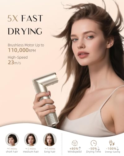 RUCHA 8 in 1 Hot Air Styler & Hair Dryer Brush - Champagne Gold