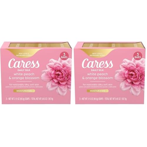Caress Beauty Bar Soap For Noticeably Silky Soft Skin Daily Silk Extract and Floral Oil Essence 3.15 oz,(Pack of 6)