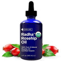 Radha Beauty 4 oz Organic Rosehip Seed Oil 100% Pure Cold Pressed - Great Carrier Oil for Moisturizing Face, Hair, Skin, & Nails, Hydrating and Nourishing