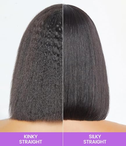 Kinky Straight Bob Human Hair Wig for Black Women - 12 Inch Glueless