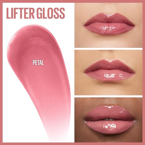 Maybelline Lifter Gloss, Hydrating Lip Gloss with Hyaluronic Acid, High Shine for Plumper Looking Lips, Petal, Warm Pink Neutral, 0.18 Ounce