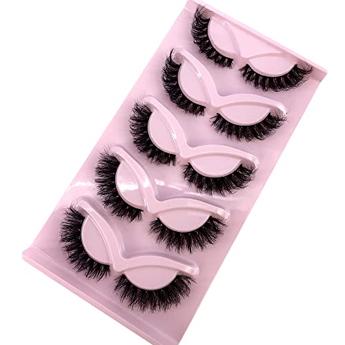 5 Pairs 3D Mink False Lashes - Fluffy Wispy Strips 8mm-22mm