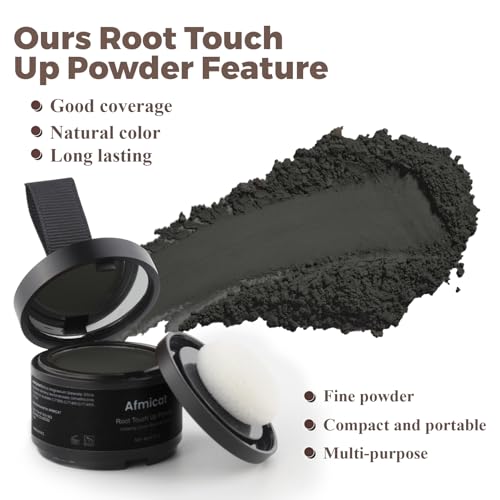 Root Touch Up Hair Color Powder for Gray Coverage & Thinning Hair - Black