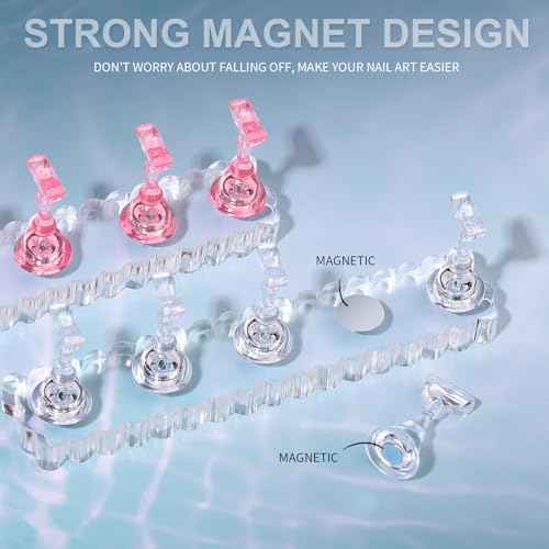 Fandamei Nail Stand, 2 Set Nail Holder for Painting Nails, Nail Stand for Press on, Press on Nail Stand for Practice, Magnetic Acrylic Nail Display Stands for Nail Art with Double-sided Tape