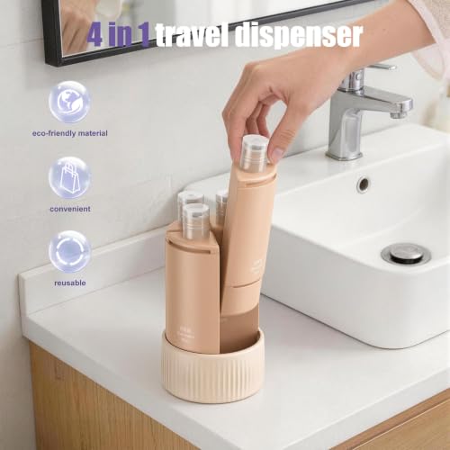 Doxcore 4 in 1 Travel Dispenser Bottle Nude – 4 x 60ml TSA Approved Leak-Proof