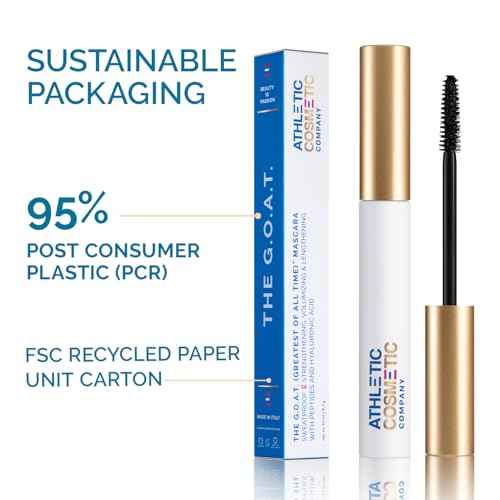 The G.O.A.T Waterproof Mascara - Clean, Nontoxic, Vegan, Smudge Proof, Sweatproof, Sustainable, Infuse lashes with Peptides & Hyaluronic Acid, Volumizing & Amplifying