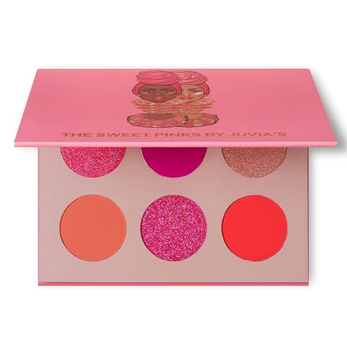 Juvia's Place Palette The Sweet Pinks - Deep Fuchsia, Soft & Sweet Pink, Shades of 6, Pressed Pigments Palette, Professional Makeup, Pigmented Pan Palette, Makeup Palette for Color & Shine