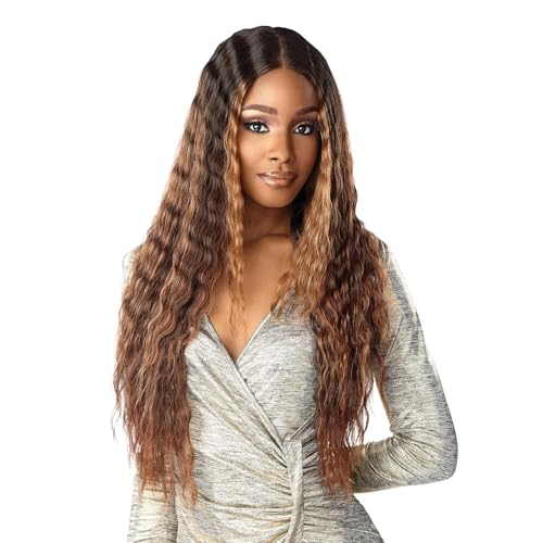 Sensationnel Butta Lace Wigs - Unit 17 Extra Wide 5 Inch Deep Parting Synthetic Preplucked Hairline Glueless Lacefront (BALAYAGECHOCOLATE)