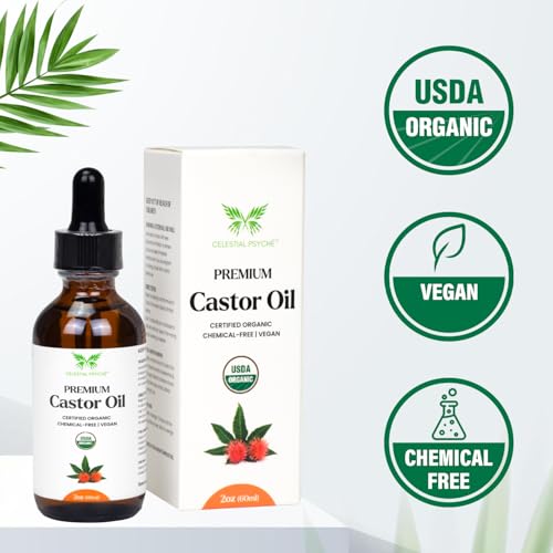 USDA Organic Castor Oil 2 Oz with Eyebrow & Lash Growth Kit