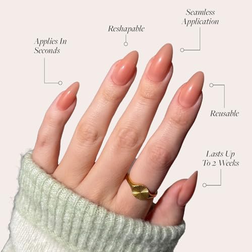 Glamnetic Press On Nails Sheer Peach Medium Almond 30 Kit