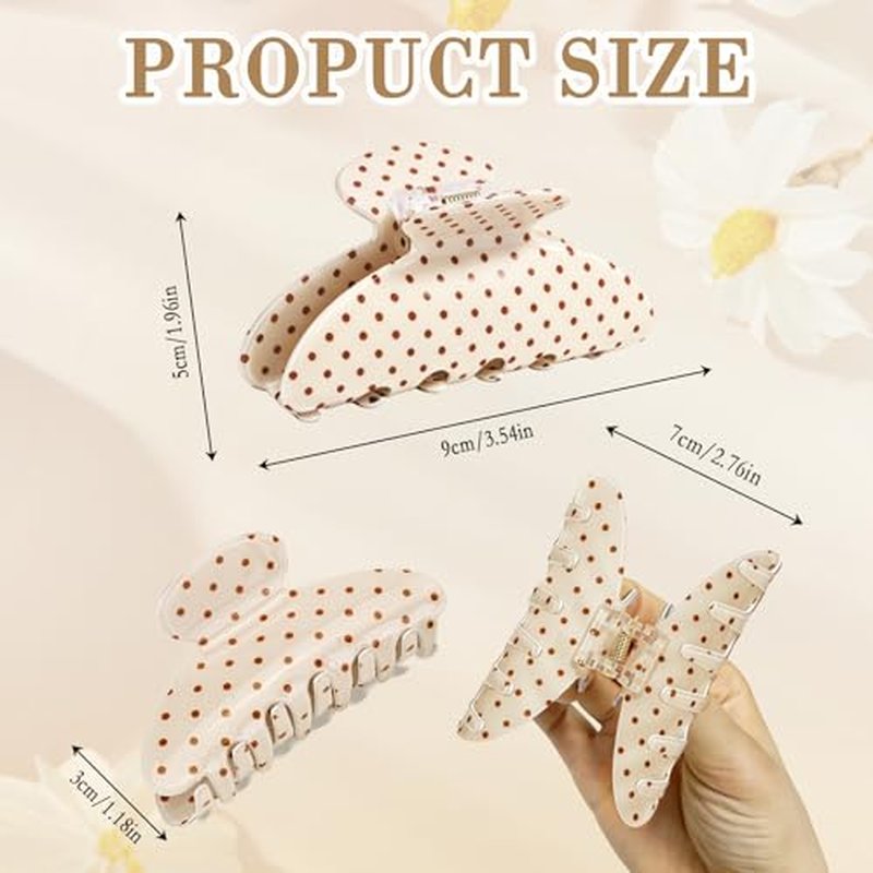 Polka Dot Hair Claw Clip - Medium Acrylic Non-Slip Clip