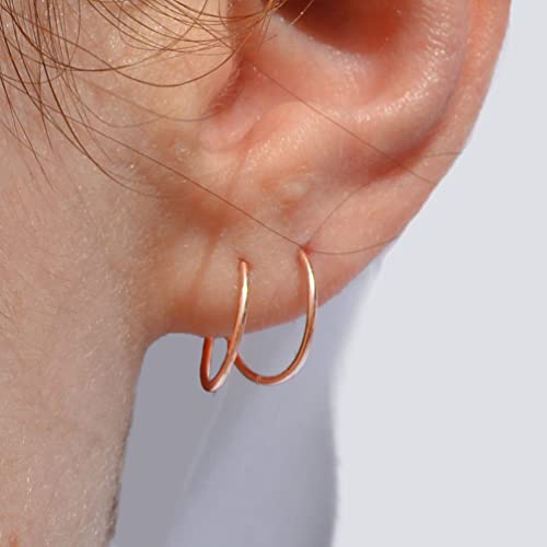 14K Rose Gold Earrings | 14 K Earrings for Women Live In Hoop Earrings Gold Hoops Rose Gold Tiny Earrings Tiny Rose Earrings 14 K Gold Earrings | Handmade in FL