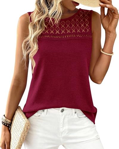 BTFBM Women's Sleeveless Waffle Knit Tank Top
