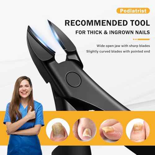 BEZOX Toe Nail Clippers for Thick Toenails for Seniors ? Raised Cutting Edge Ingrown Toenail Clippers, Ergonomic Design Toenail Scissors for Thick Nails, Podiatrist Recommended - Black