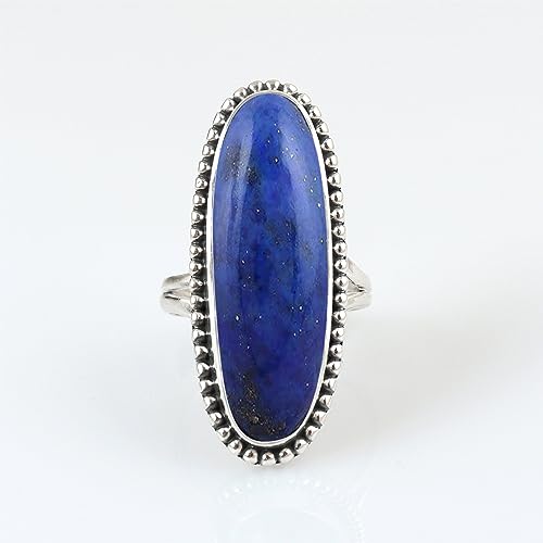 Lapis Lazuli Handmade RIng 925 Sterling Silver Blue Stone Ring Large Oval Gemstone Ring For Women Designer Ring September Birthstone Lapis Jewelry Gift For Her By NKG