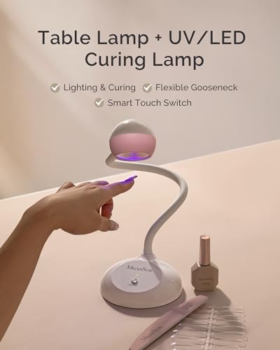 MelodySusie 360° Gooseneck Nail Lamp S-Pro09M Cherry Blossom Pink – Rechargeable UV/LED for Precise Gel Curing