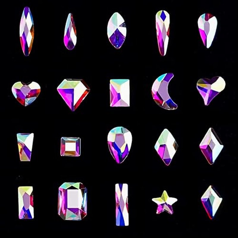 20 Types of 2000 Crystal AB Diamonds Mix Flatback DIY Crafts Rhinestone Crystals 3D Decorations Flat Back Stones Set +Tweezers + Drill Pen