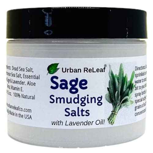 Urban ReLeaf Sage Smudging Salts with Lavender Oil ! Safe & Smokeless Smudge Cleanse Protect Bless Anointing. Fresh from USA! 100% Natural, Vegan.