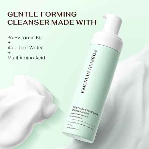 Mild Foaming Facial Wash Cleanser Mousse with Aloe Leaf Water, Amino Acids & Vitamin B5, Gentle Hydrating Face Wash for All Skin Types, 200ml