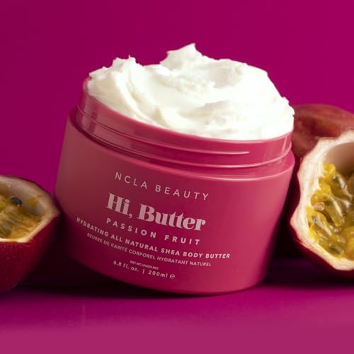 NCLA Beauty Hi Butter All Natural Body Butter - Body Moisturizer with Sunflower Oil and Shea, Cocoa, Mango Extracts - Passion Fruit - 6.8 oz