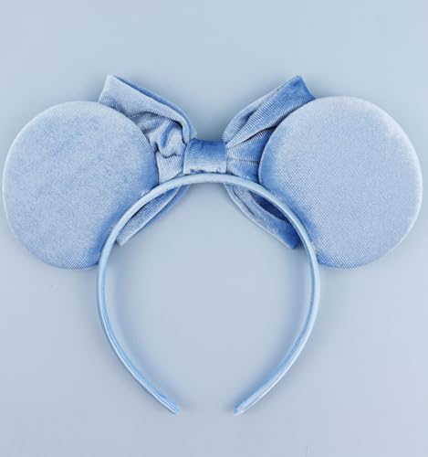 LIHELEI Velvet Pearl Mouse Ears Headband - Blue Princess Costume Accessory