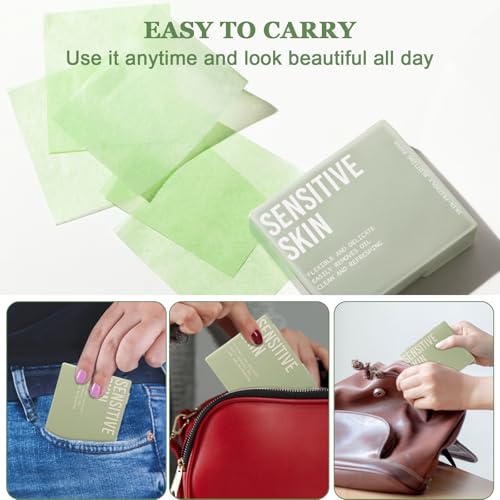 Oil Blotting Sheets for Face - 300 Sheets with Mirror & Puff