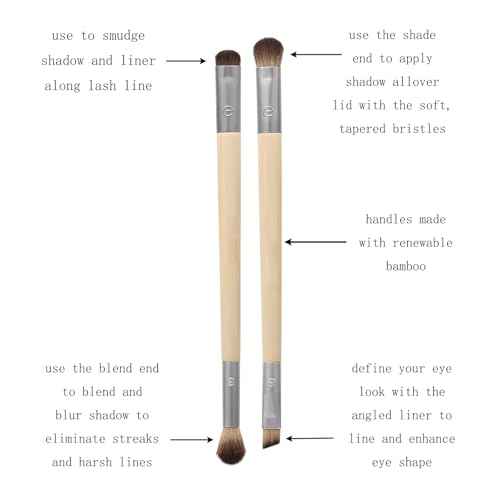 Enhancing Eye Brush Set, Makeup Brushes For Liquid, Cream & Powder Eyeshadow & Eye Liner Application, Dual-Sided & Eco-Friendly, Synthetic Bristles, Cruelty-Free, 2 Piece Set (Primary Color-2pcs)