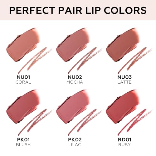 FOCALLURE Dual-Ended Lip Liner & Lipstick 2-in-1 - NU01 Coral
