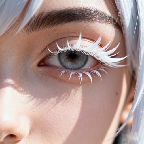 White Halloween Cosplay Eyelashes Upper Lower Lash Set