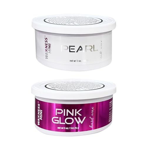 Waxness Face & Eyebrows Starter Waxing Kit with White Mini Heater, Pearl & Pink Glow Waxes ? Professional Facial Waxing Kit ? Made in Italy