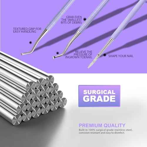 Teenitor Upgraded Ingrown Toenail File and Lifters, Pedicure Tools for Feet, Professional Ingrown Toenail Tool Ingrown Toenail Removal Kit, Purple