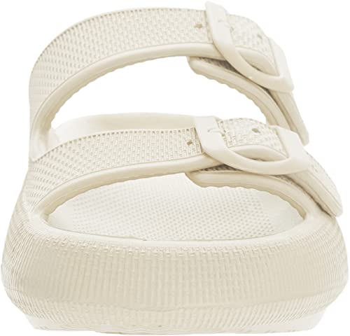 WHITIN Slides for Women Men Sandals Thick Sole Pillow Slippers EVA Foam Soft Shower Wide Double Buckle Ladies Beige