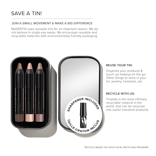 Nudestix Bright Nude Eyes Mini Kit – 3-Piece Eyeshadow Pencil Set