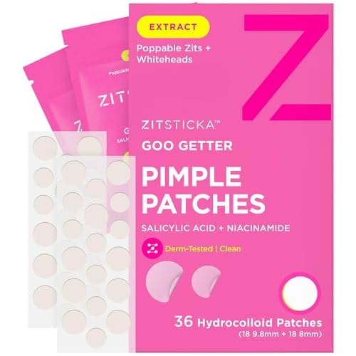 ZitSticka Pimple Patches for Face and Body, Hydrocolloid Patches to Cover Zits, Acne Patches or Zit Spot Stickers, Body Patch (GOO GETTER 36 Pack)