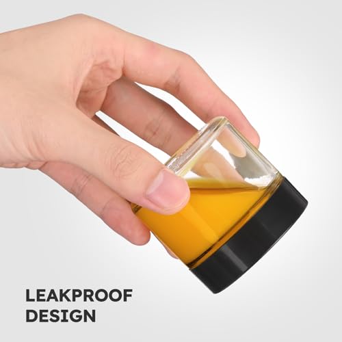 Bumobum 2 oz Glass Jars with Lids, 7 pack Small Jars with White Labels & Inner Liners, Multicolor 60 ml Empty Round Cosmetic Containers for Sample, Powder, Cream, Lotion, Spice