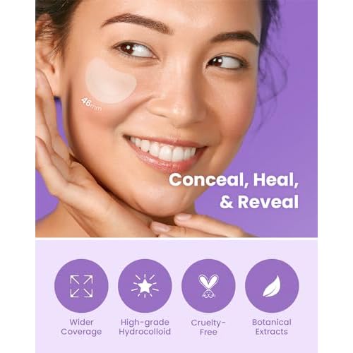 GLAM UP Spotless Patch - Hydrocolloid Spot Patch for Wide Acne area, Cheek, Body, Blackhead Cruelty Free and Vegan Friendly (12 Count)