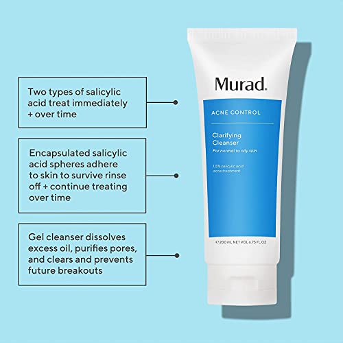 Murad Hydration Bundle with Clarifying Cleanser with Salicylic Acid - Gentle Exfoliating Facial Cleanser (6.75 oz) and Nutrient-Charged Water Gel - Hydration Face Moisturizer 1.7 fl oz