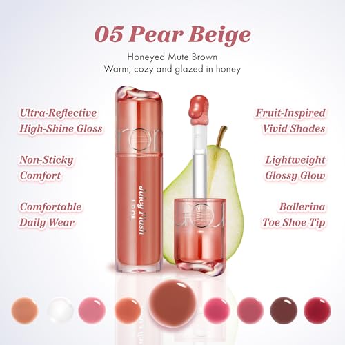 rom&nd Juicy Flash Lip Oil 05 Pear Beige - Hydrating Lip Gloss & Plumper