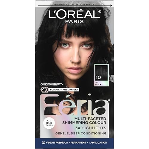 L'Oreal Paris Feria Permanent Hair Dye Kit - Jet Black, Multi-Faceted Color