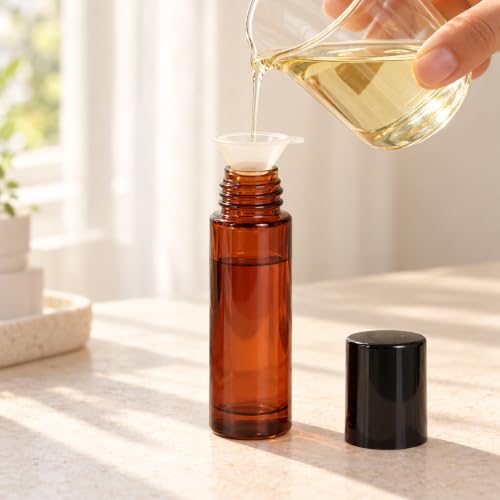 2 Pack 30ml Amber Glass Roller Bottles - Refillable Empty Roll-On Tubes