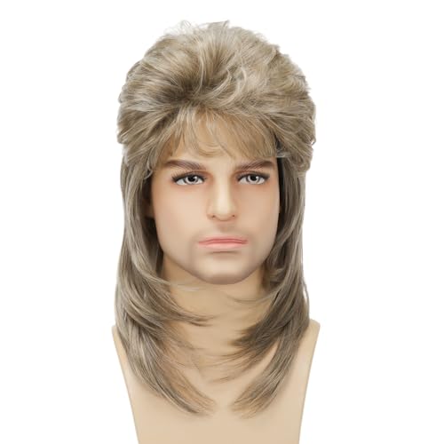 Mullet Wig Blonde 80s Punk Rocker Men's Hair