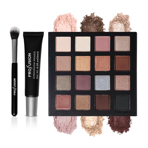 Profusion Sparkle Eyes Eyeshadow Palette – 16 Shades with Primer & Brush
