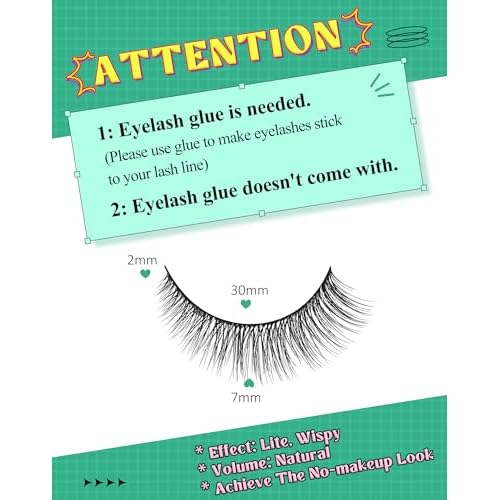 Natural Eyelashes Natural Look Small Lashes Short Eyelashes Natural Lashes False Eyelashes Wispy Eye Lashes Pack 10 Pairs D-M05