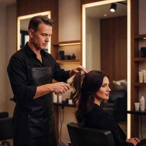 Professional Hybrid Boar Bristle Round Brush (2.75") | Boar & Nylon for Enhanced Tension, Luminous Shine & Volume | Ergonomic Cork Handle for Medium to Long Hair