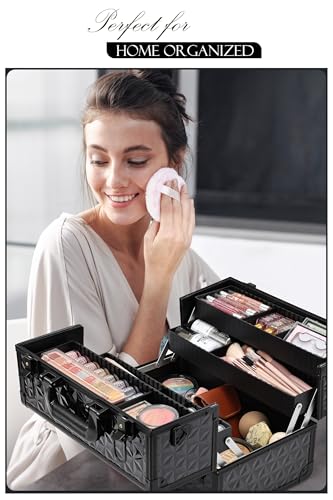 Joligrace Makeup Train Case with Aluminum Storage & Lock