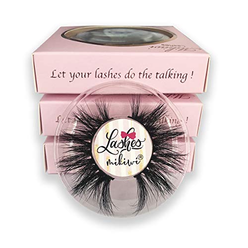 Mink lashes Mikiwi 3 Pairs Eyelashes D384-3, Real Mink Eyelashes, Fluffy Mink Lashes, Thick HandMade Full Strip Lashes, Cruelty Free Luxury Makeup Dramatic Lashes, 20mm 3D Mink Lashes